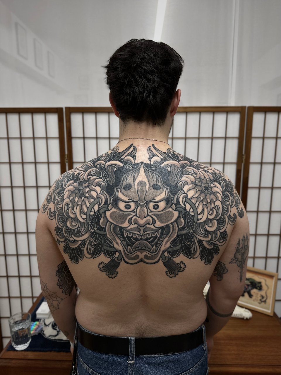 Hannya Mask with Kiku (Chrysanthemum Flowers)