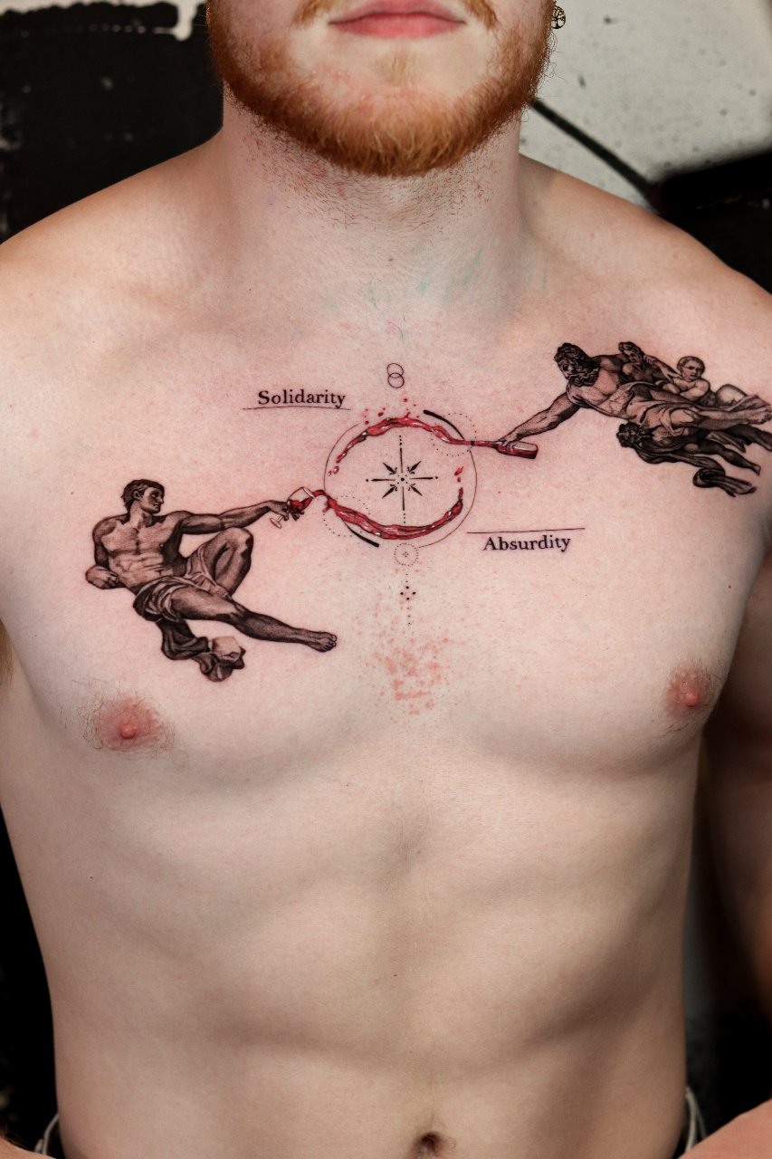 Adam & God shares a glas of wine