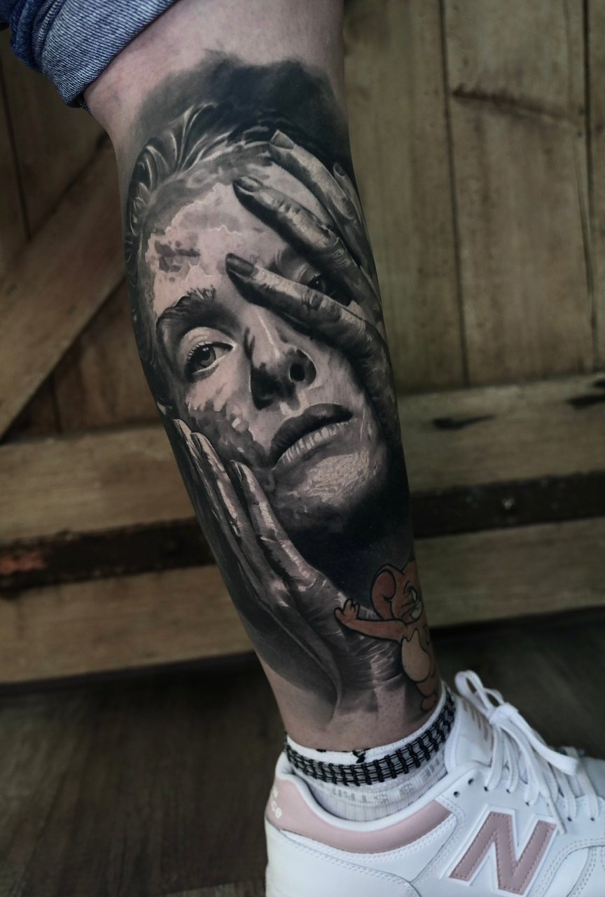 Realistic black and grey