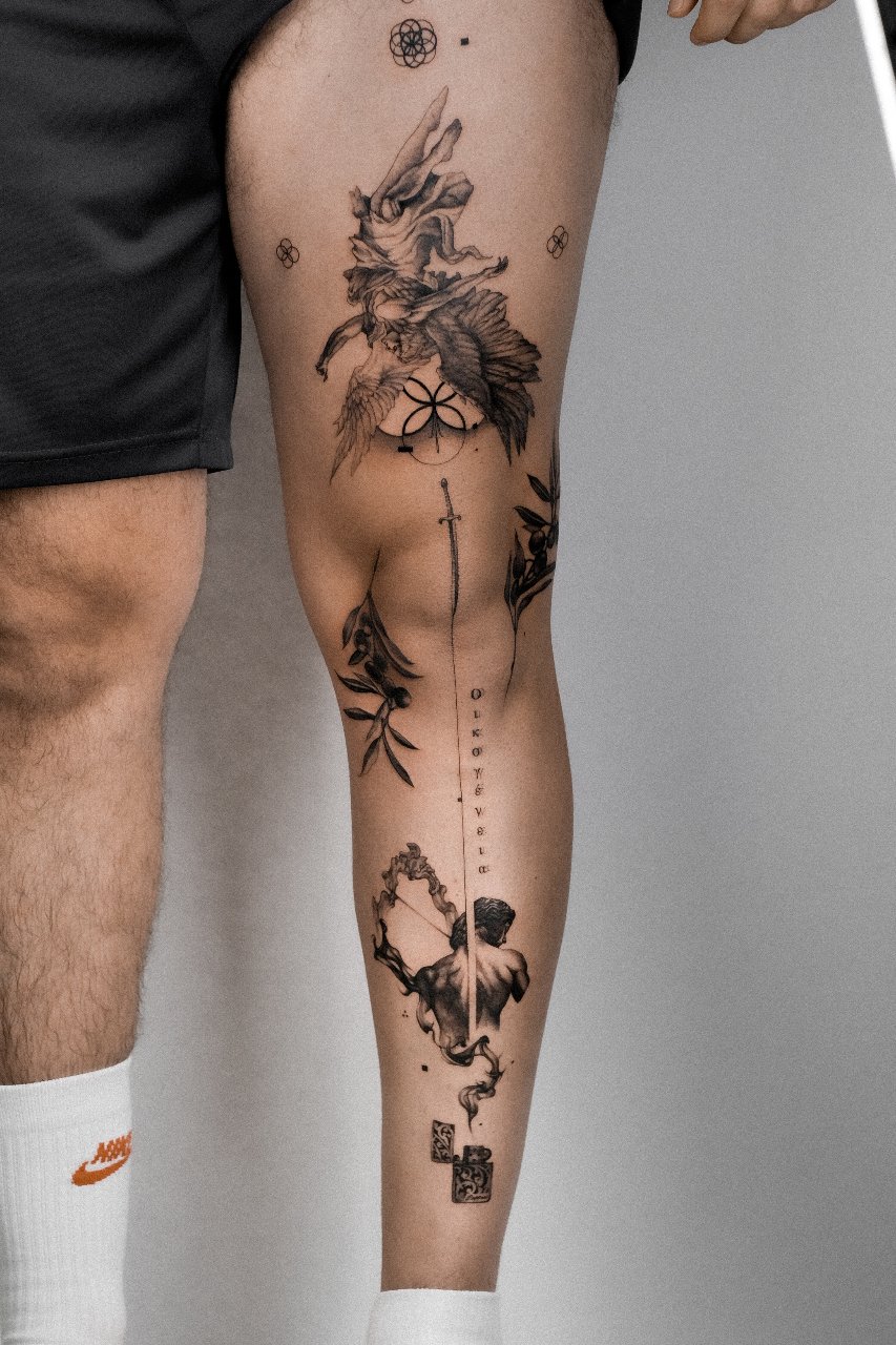 Mythology Concept leg sleeve in progress