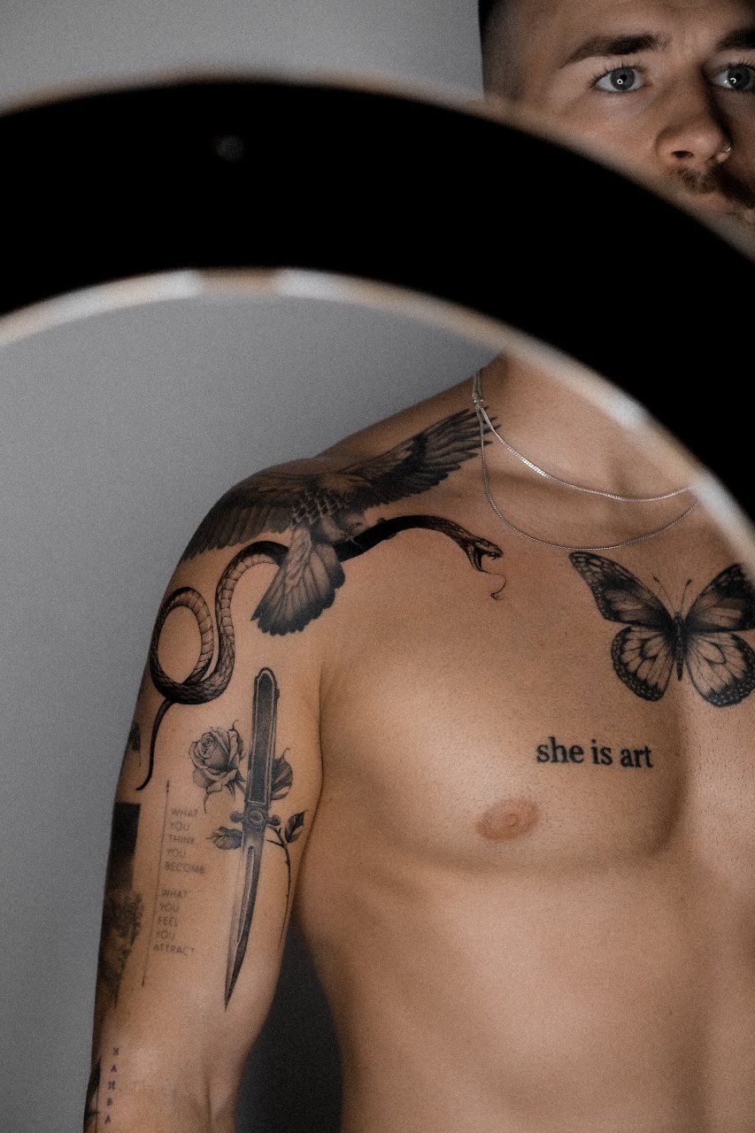 Snake & Dagger with rose 