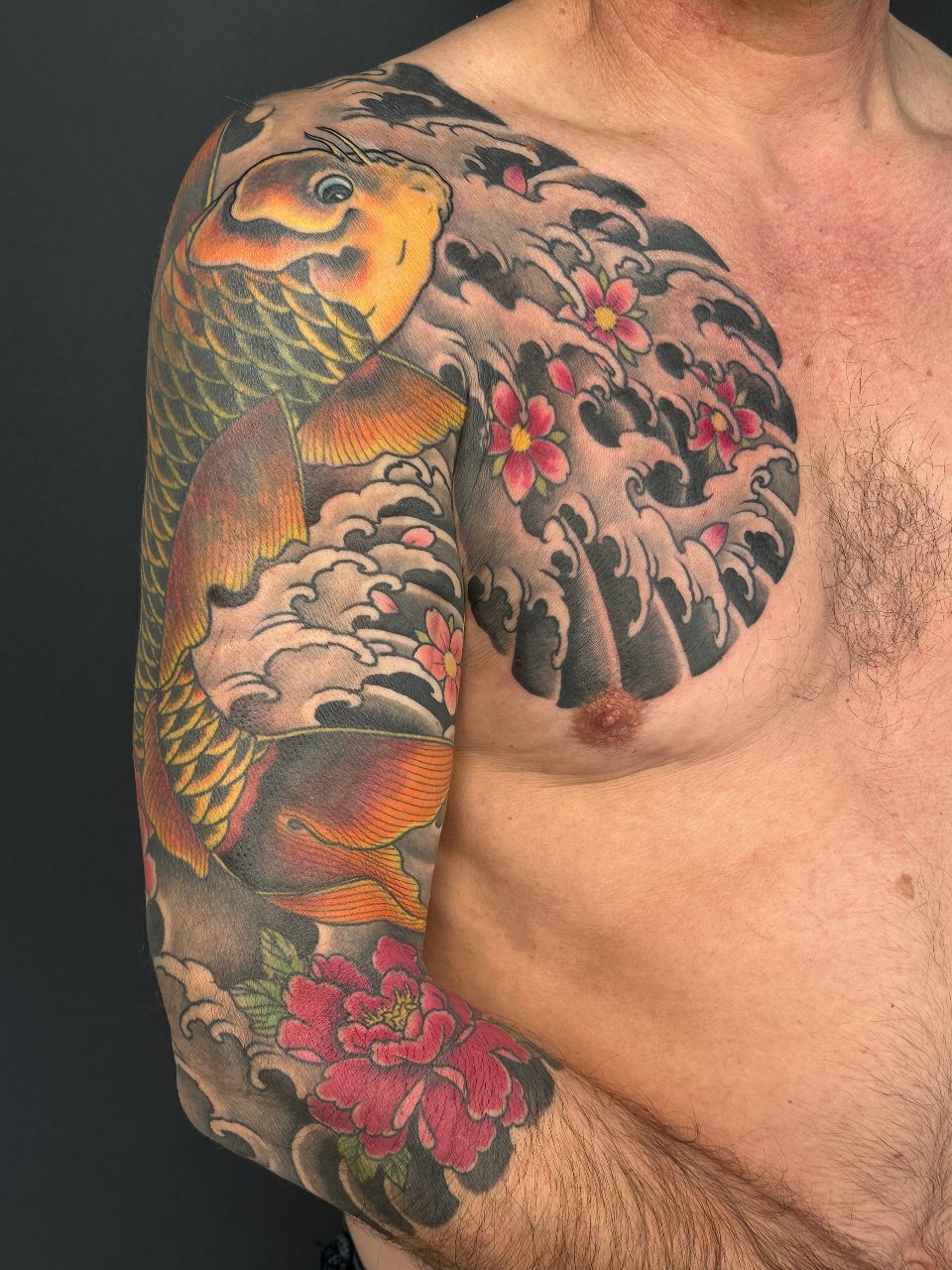 Koi, Botan, Pfingstrose, Sakura Sleeve 